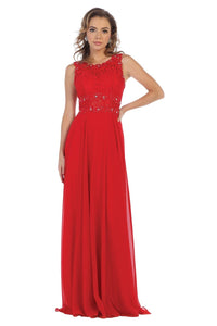 Special Occasion Long Designer Gown - Red / 4