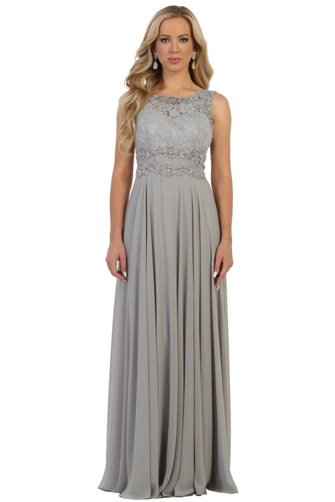 Special Occasion Long Designer Gown - Silver / 4