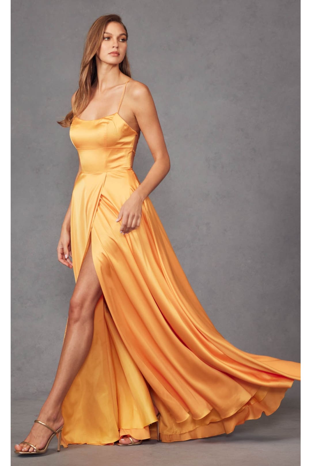 Square Neck Long Dress with Strappy Back by Juliet 278 - Emerald Green / M - Dress