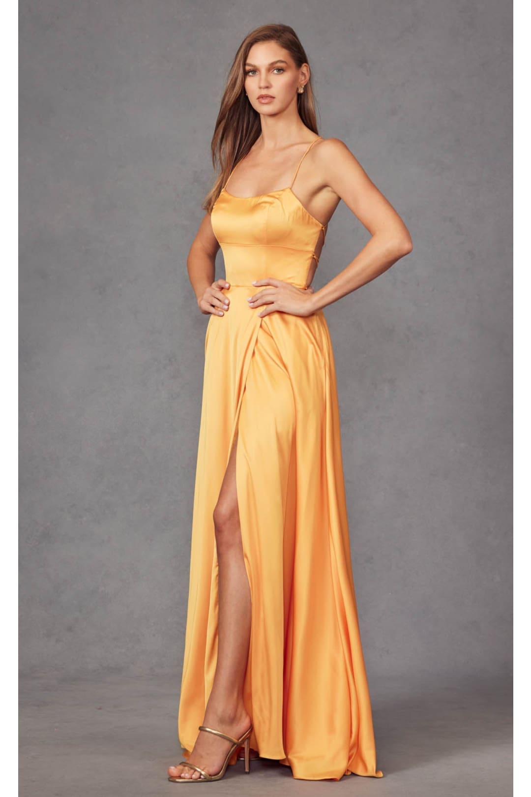 Square Neck Long Dress with Strappy Back by Juliet 278 - Emerald Green / S - Dress