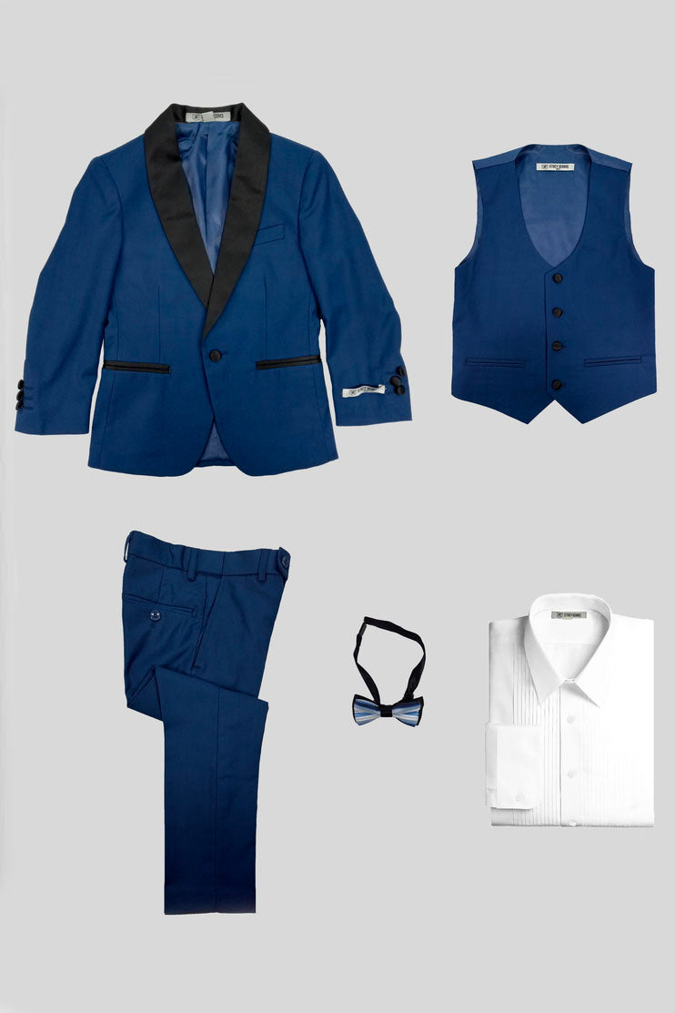 Conjunto de esmoquin infantil Stacy Adams "Hampton" de 5 piezas en índigo