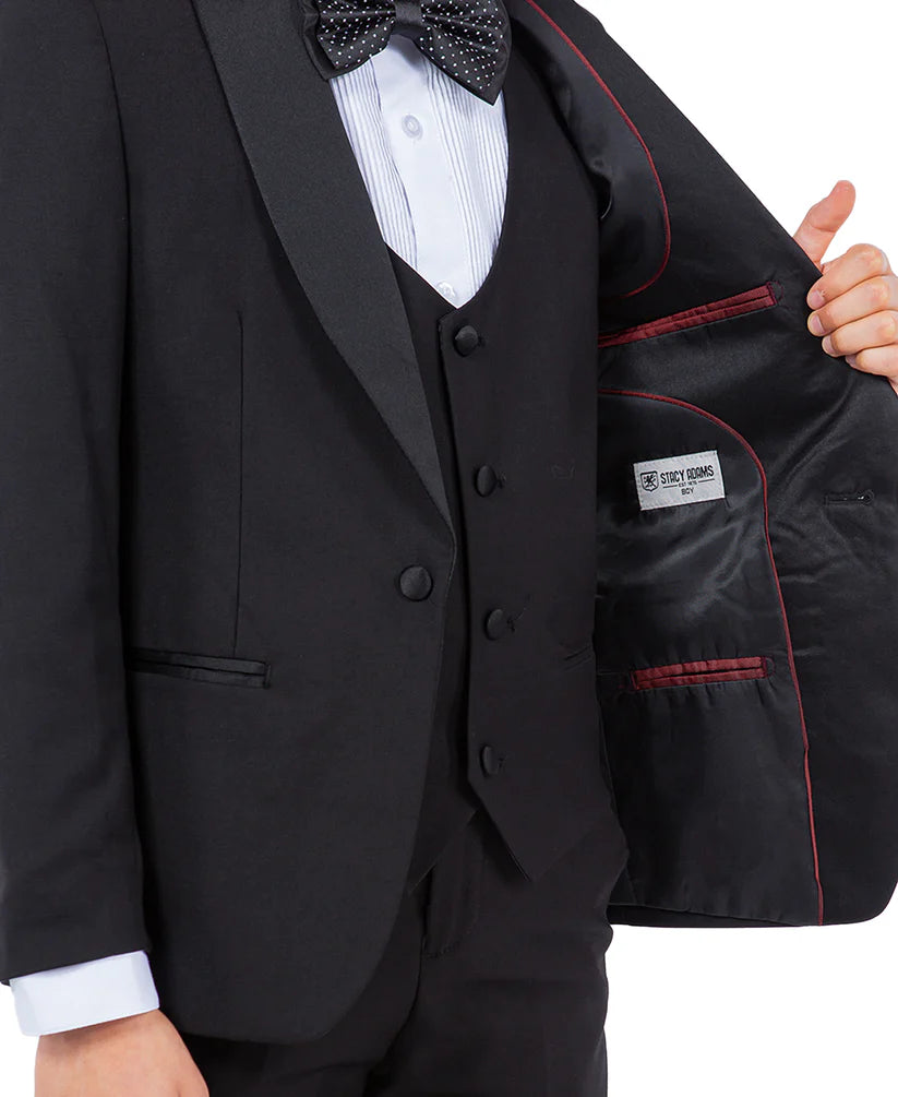 Boys Tuxedos in Color Black Toddler Suit for Kids Set by Stacy Adams Designer