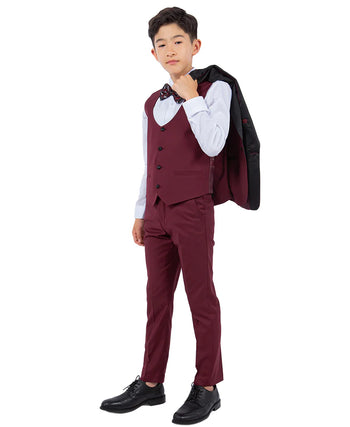 Boys Tuxedos in Color Burgundy Toddler Suit for Kids Set by Stacy Adams Designer