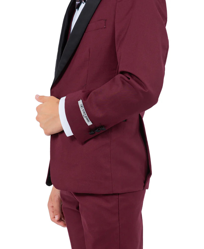 Boys Tuxedos in Color Burgundy Toddler Suit for Kids Set by Stacy Adams Designer