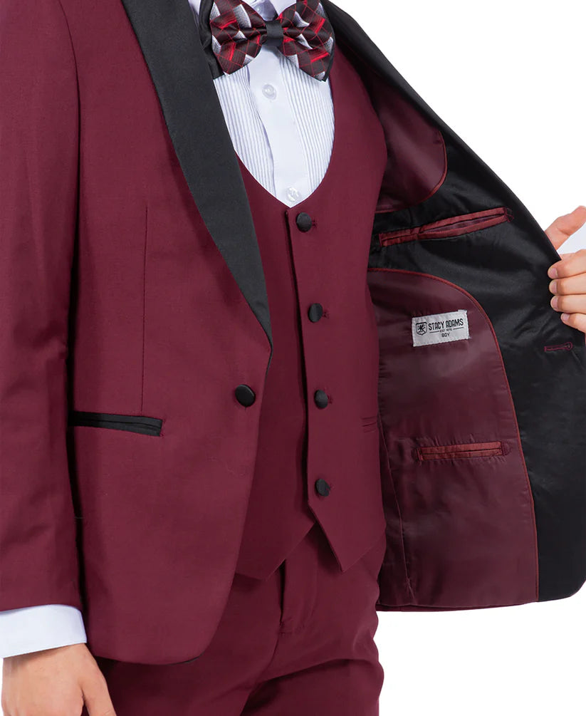 Boys Tuxedos in Color Burgundy Toddler Suit for Kids Set by Stacy Adams Designer
