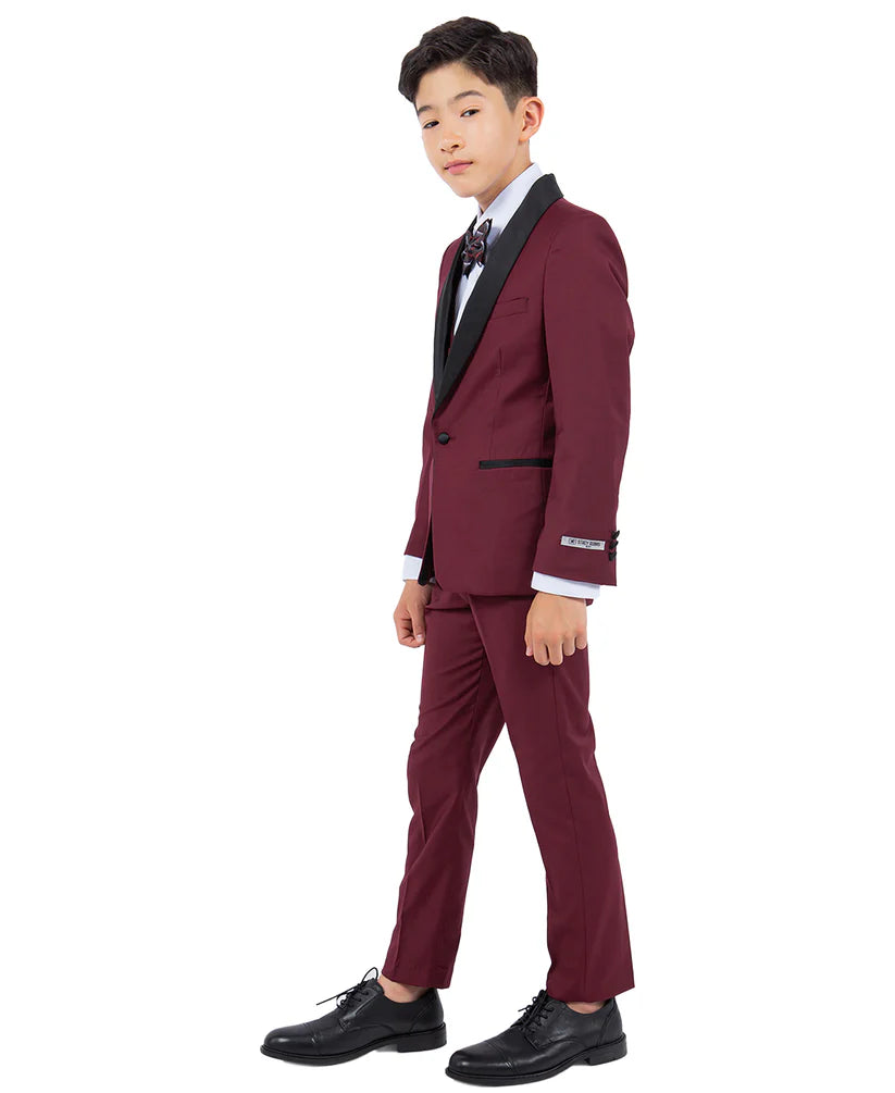 Boys Tuxedos in Color Burgundy Toddler Suit for Kids Set by Stacy Adams Designer