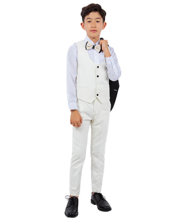 Boys Tuxedos in Color Ivory Toddler Suit for Kids Set by Stacy Adams Designer