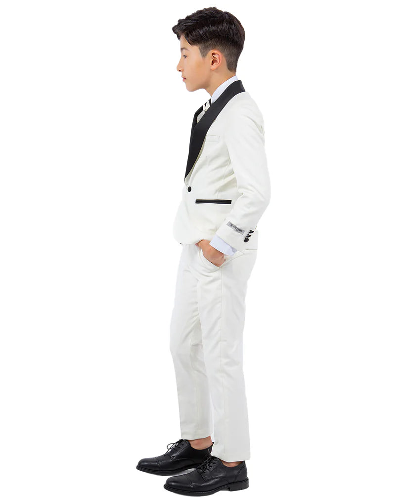 Boys Tuxedos in Color Ivory Toddler Suit for Kids Set by Stacy Adams Designer