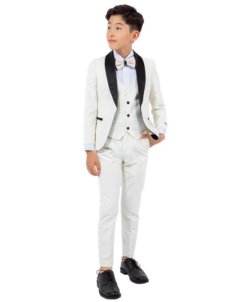 Boys Tuxedos in Color Ivory Toddler Suit for Kids Set by Stacy Adams Designer