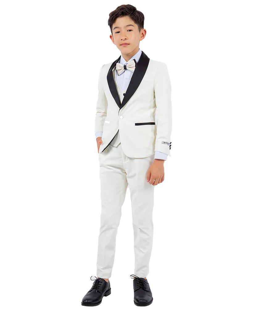 Boys Tuxedos in Color Ivory Toddler Suit for Kids Set by Stacy Adams Designer