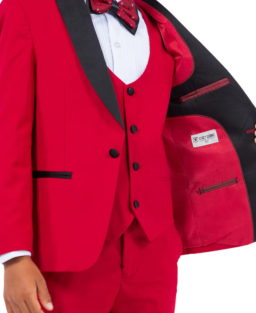 Boys Tuxedos in Color Red Toddler Suit for Kids Set by Stacy Adams Designer
