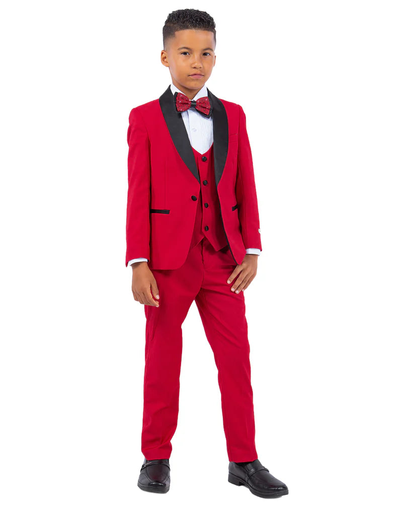 Boys Tuxedos in Color Red Toddler Suit for Kids Set by Stacy Adams Designer