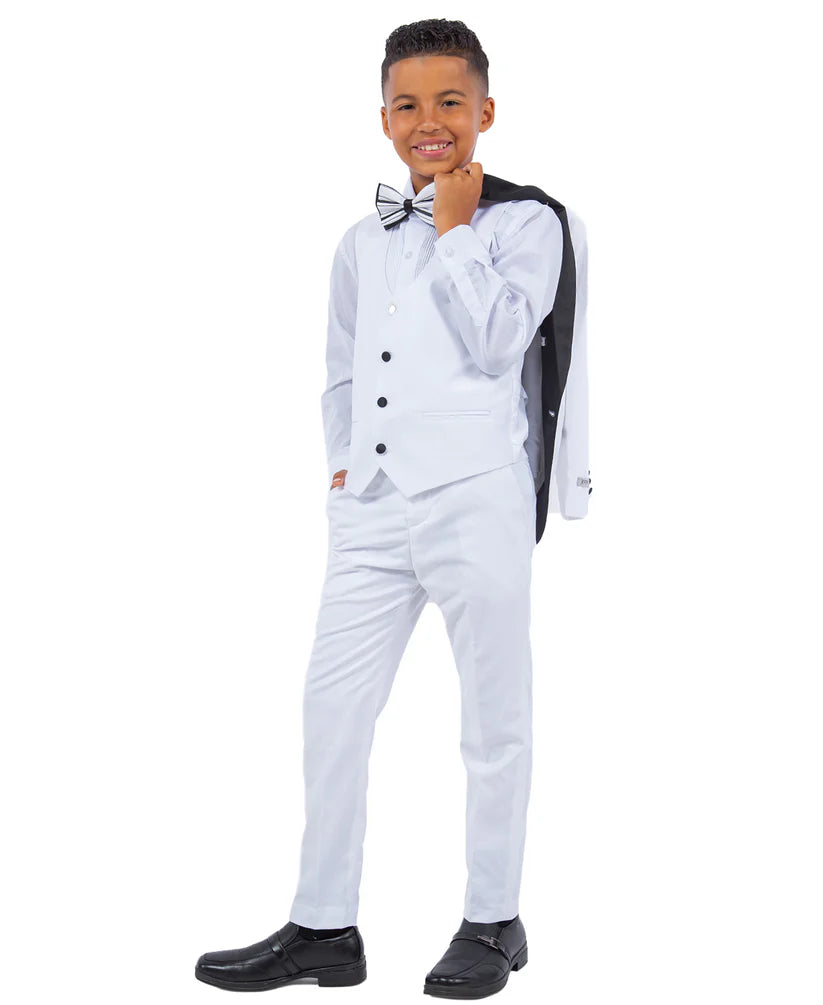Boys Tuxedos in Color White Toddler Suit for Kids Set by Stacy Adams Designer
