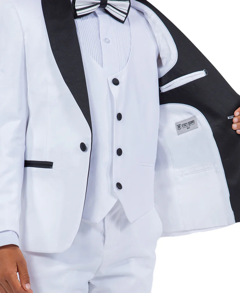 Boys Tuxedos in Color White Toddler Suit for Kids Set by Stacy Adams Designer