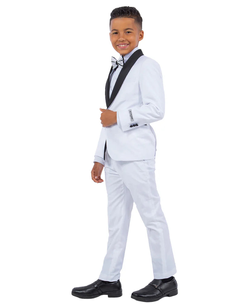 Boys Tuxedos in Color White Toddler Suit for Kids Set by Stacy Adams Designer