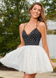 Rachel Allan 40179 Star Beaded Short Halter Dress