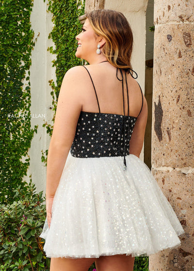 Rachel Allan 40179 Star Beaded Short Halter Dress