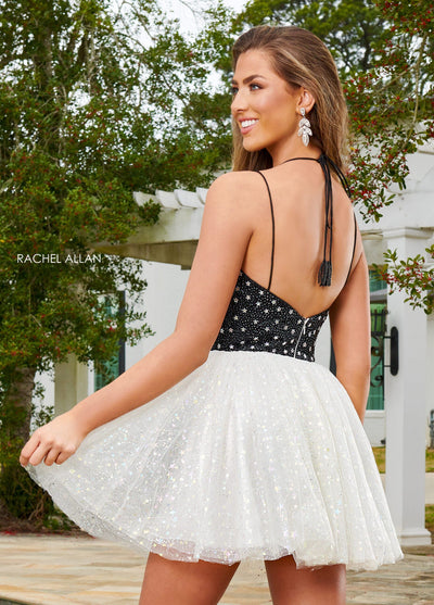 Rachel Allan 40179 Star Beaded Short Halter Dress