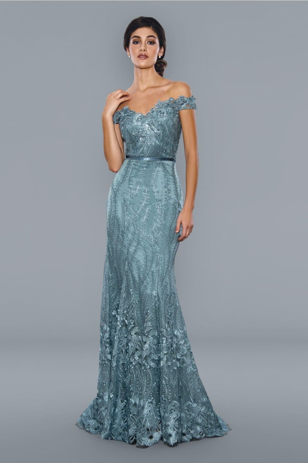Stella Couture 19060 Long Off Shoulder Evening Gown Sale - Navy / 14 - Prom Dresses