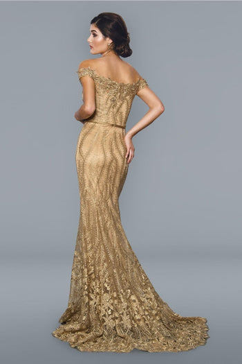 Stella Couture 19060 Long Off Shoulder Evening Gown Sale - Navy / 14 - Prom Dresses