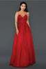 Long Spaghetti Straps Evening Gown Red