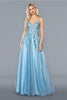 Long Spaghetti Straps Evening Gown Sky Blue