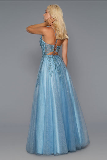 Stella Couture 21036 Strappy Back Embroidered Prom Dress - Dress