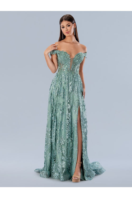 Prom Dresses Glitter Formal Long Prom Dress Sage