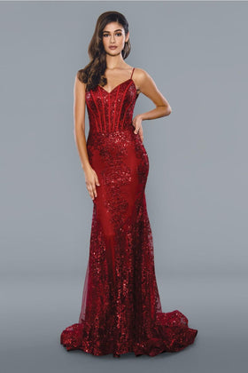 Clearance Lipstick Size 4 Long Formal Sequin Prom Dress By Stella Couture 21066