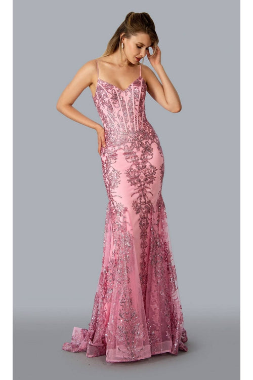 Prom Dresses Long Formal Glitter Prom Dress Pink