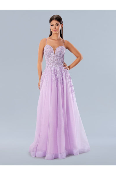 Stella Couture 22027 Spaghetti Strap Long Evening Gown Lilac