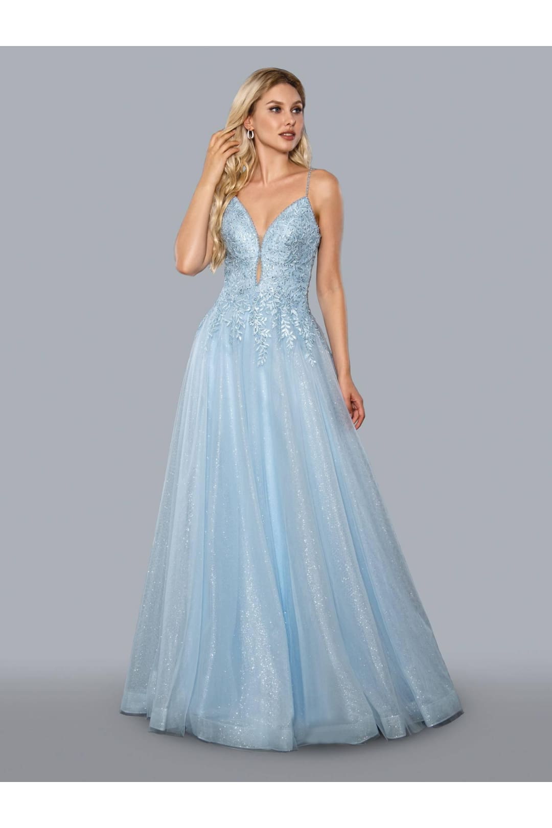 prom dresses 2028 Blue Tulle Mermaid Prom Dress with Beaded