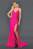 Stella Couture 22038 Sexy Exposed Back V-neck Prom Evening Gown - FUCHSIA / 4 - Dress