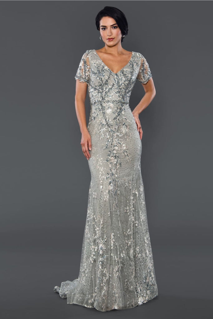 Mother of the Bride Dresses Long Formal Embellished Mother of the Bride Dress Silver