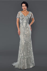 Mother of the Bride Dresses Long Formal Embellished Mother of the Bride Dress Silver