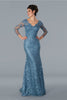 Stella Couture 22355 3/4 Sleeve Floral Embroidered Evening Dress - SLATE / 12 - Dresses