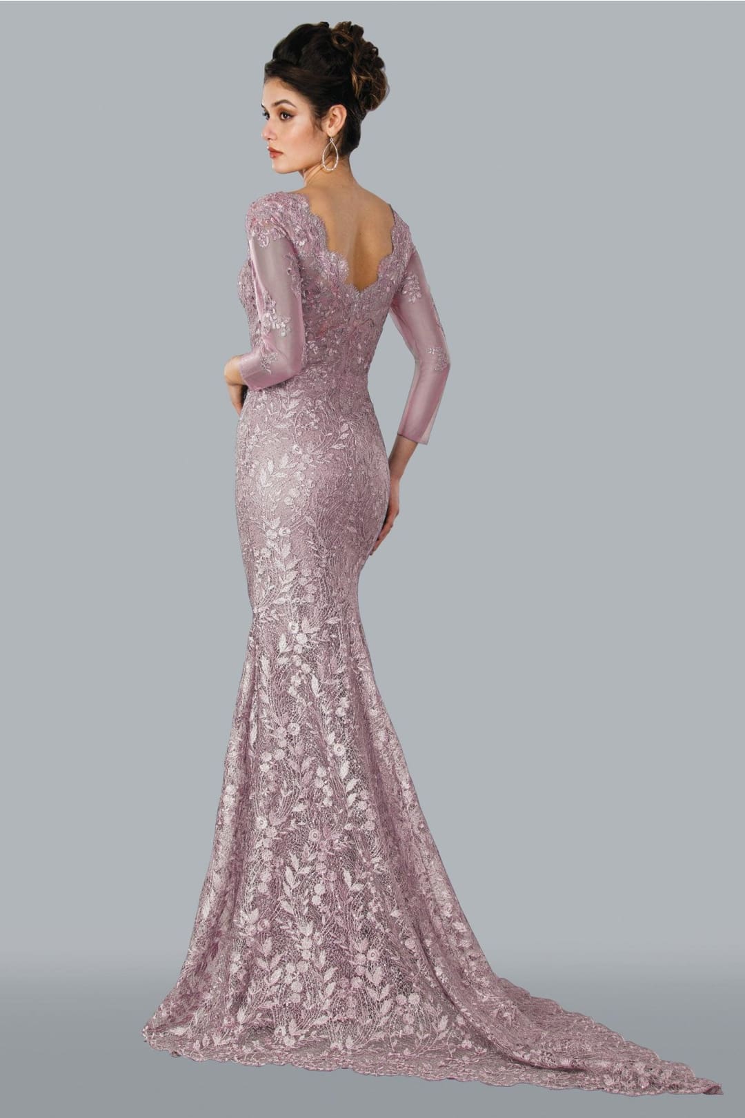 22355 Formal Long Fitted Evening Dress Rose