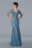 22355 Formal Long Fitted Evening Dress Slate