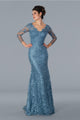 22355 Formal Long Fitted Evening Dress Slate