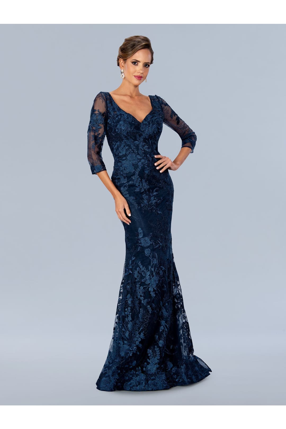 22361 Formal Mother of the Bride Long Dress Navy