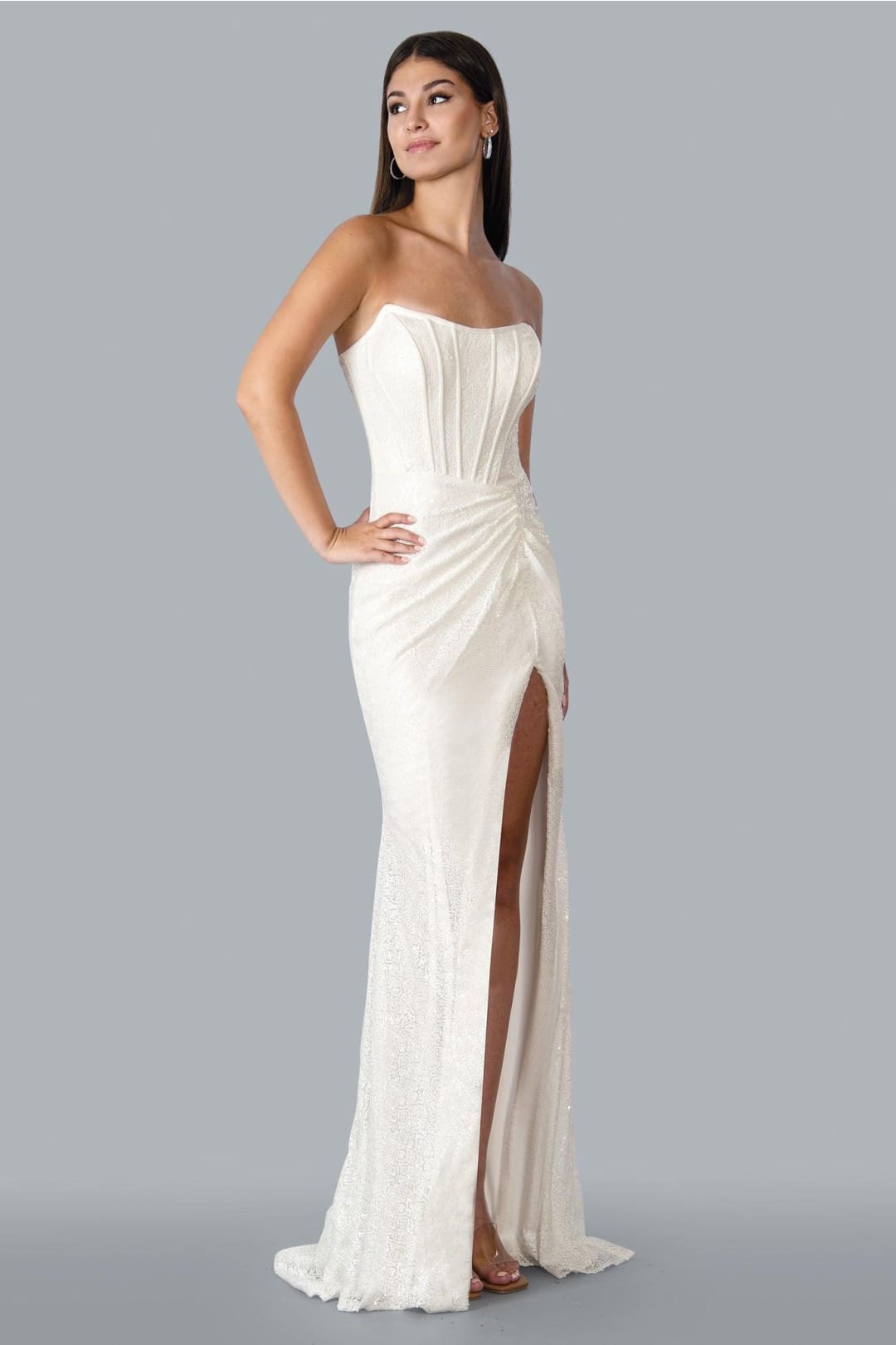 Stella Couture 23110 Strapless Long Prom Dress Sale - White / 8 - Prom Dresses
