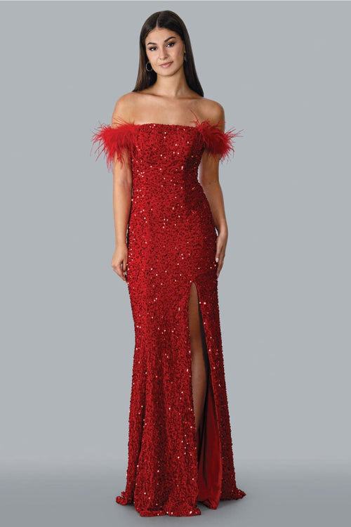 Stella Couture 23167 Long Off Shoulder Prom Dress