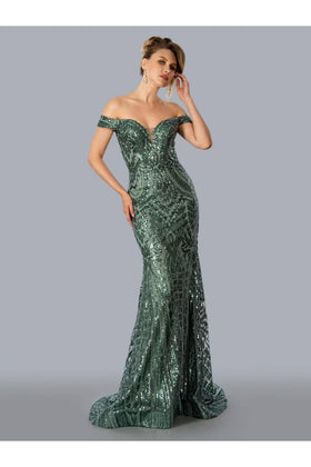 Stella Couture 23316  Long Off Shoulder Evening Dress