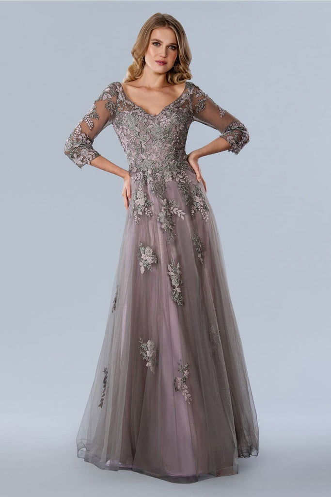 Stella Couture 23352 Formal Elbow Sleeve Lace Gown