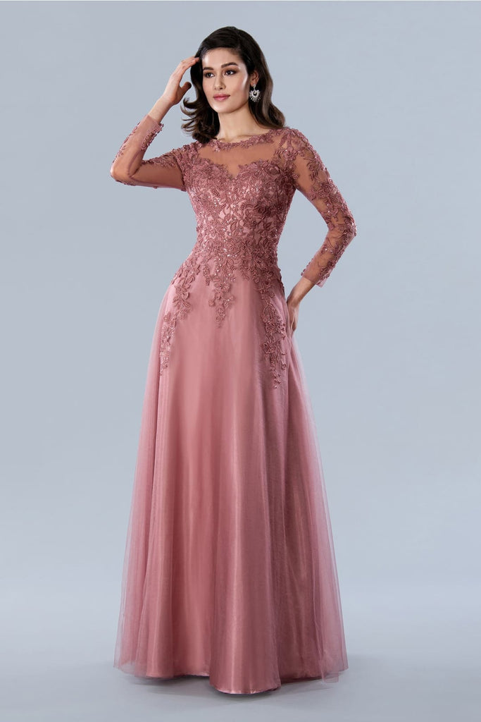 Mother of the Bride Dresses Long Sleeve Formal Mother of the Bride Dress Rose