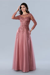 Mother of the Bride Dresses Long Sleeve Formal Mother of the Bride Dress Rose