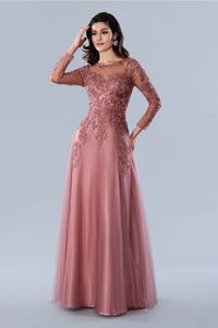 Mother of the Bride Dresses Long Sleeve Formal Mother of the Bride Dress Rose