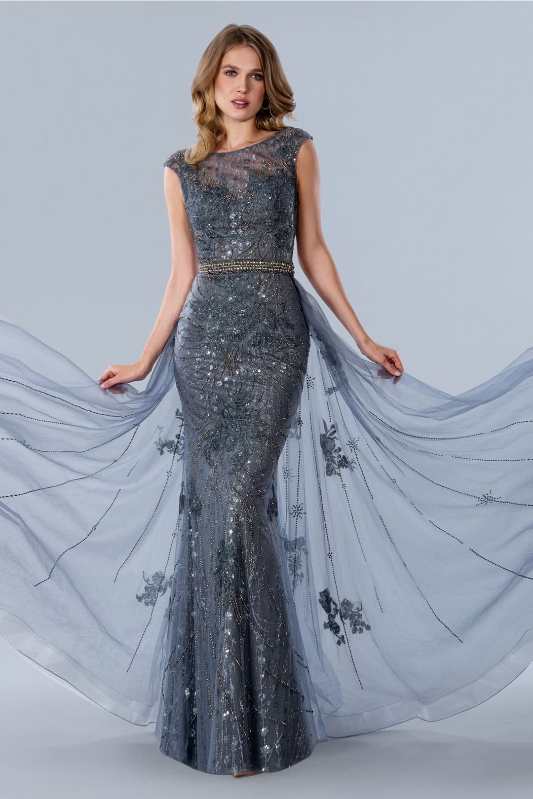 charcoal prom dress Long Sparkling Cowl Corset Prom Dress  The Dress Outlet