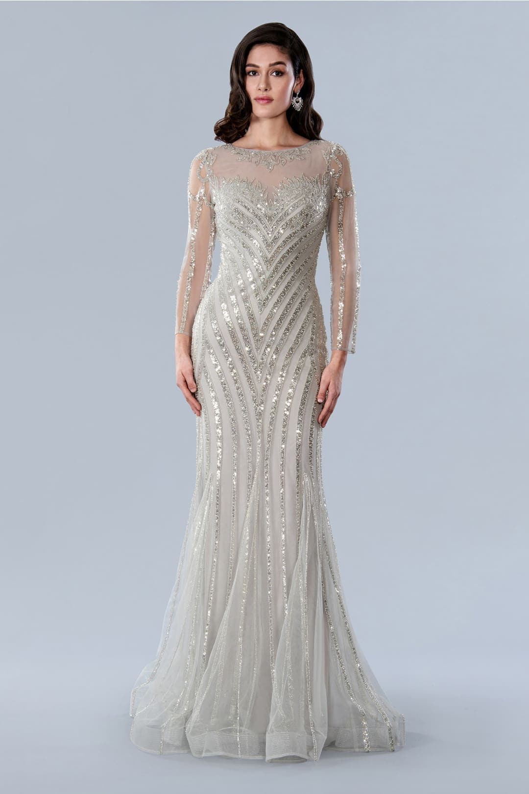MAC DUGGAL Long-Sleeve Embellished Sequin Gown - Macy's