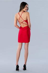 Stella Couture 23718 Mini Bodycon Open Back Night Out Dress